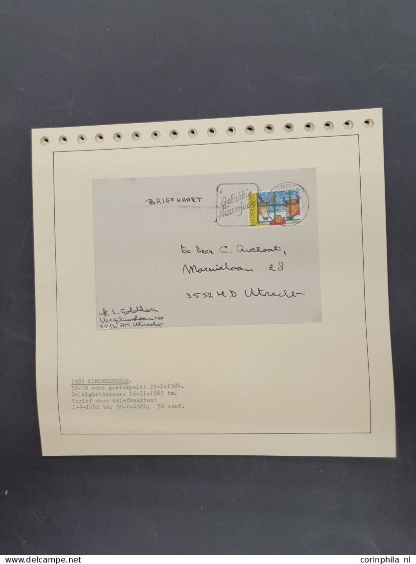 Cover 1960-2000ca. collectie enkelfrankeringen netjes opgezet op albumbladen in 2 bananendozen