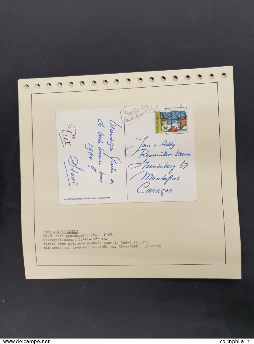 Cover 1960-2000ca. collectie enkelfrankeringen netjes opgezet op albumbladen in 2 bananendozen