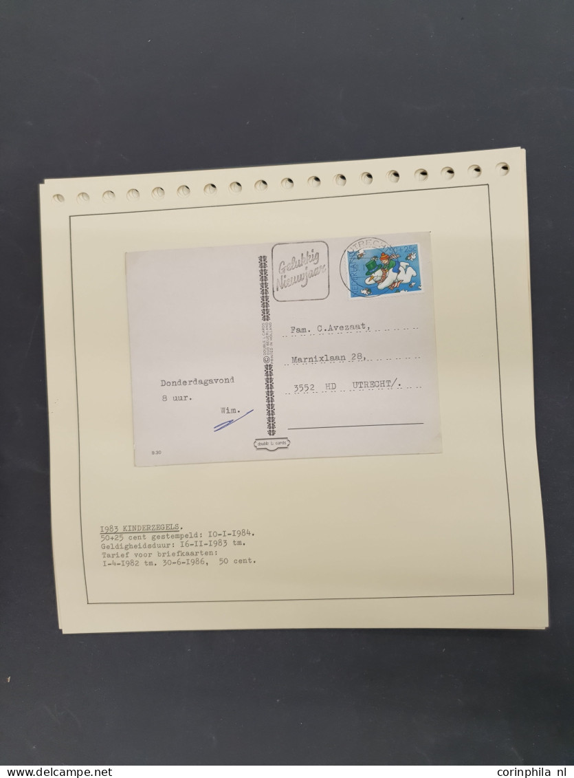 Cover 1960-2000ca. collectie enkelfrankeringen netjes opgezet op albumbladen in 2 bananendozen