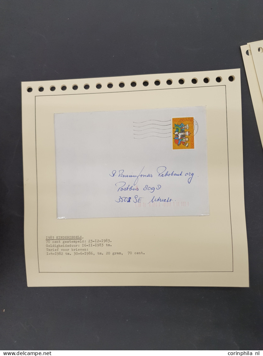 Cover 1960-2000ca. collectie enkelfrankeringen netjes opgezet op albumbladen in 2 bananendozen
