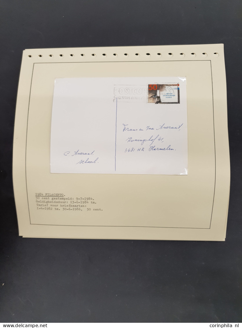 Cover 1960-2000ca. collectie enkelfrankeringen netjes opgezet op albumbladen in 2 bananendozen