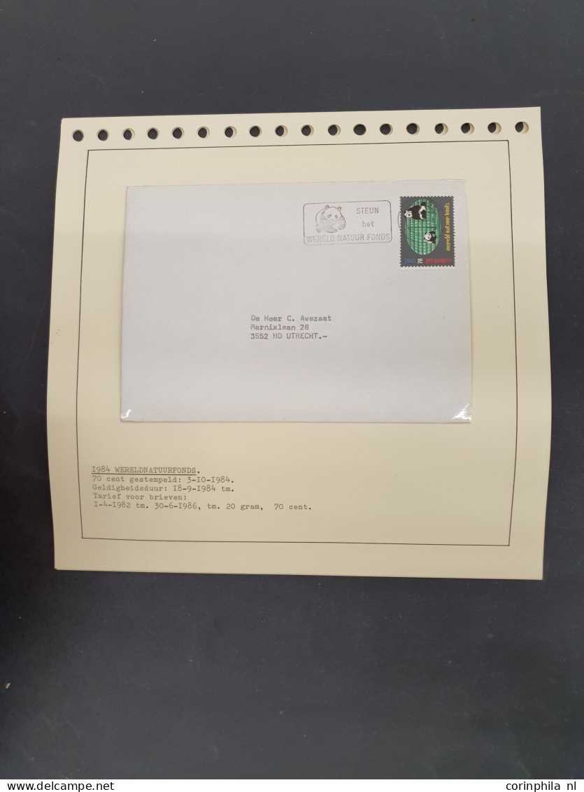 Cover 1960-2000ca. collectie enkelfrankeringen netjes opgezet op albumbladen in 2 bananendozen