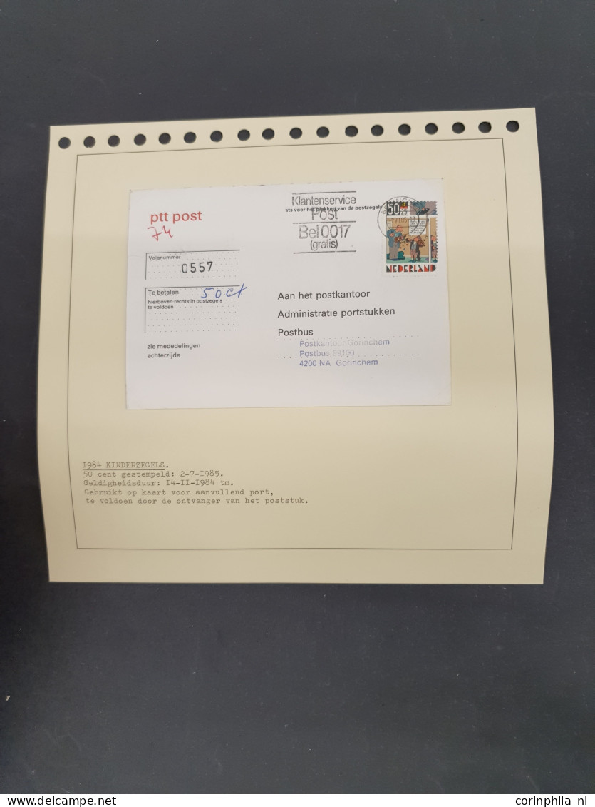 Cover 1960-2000ca. collectie enkelfrankeringen netjes opgezet op albumbladen in 2 bananendozen