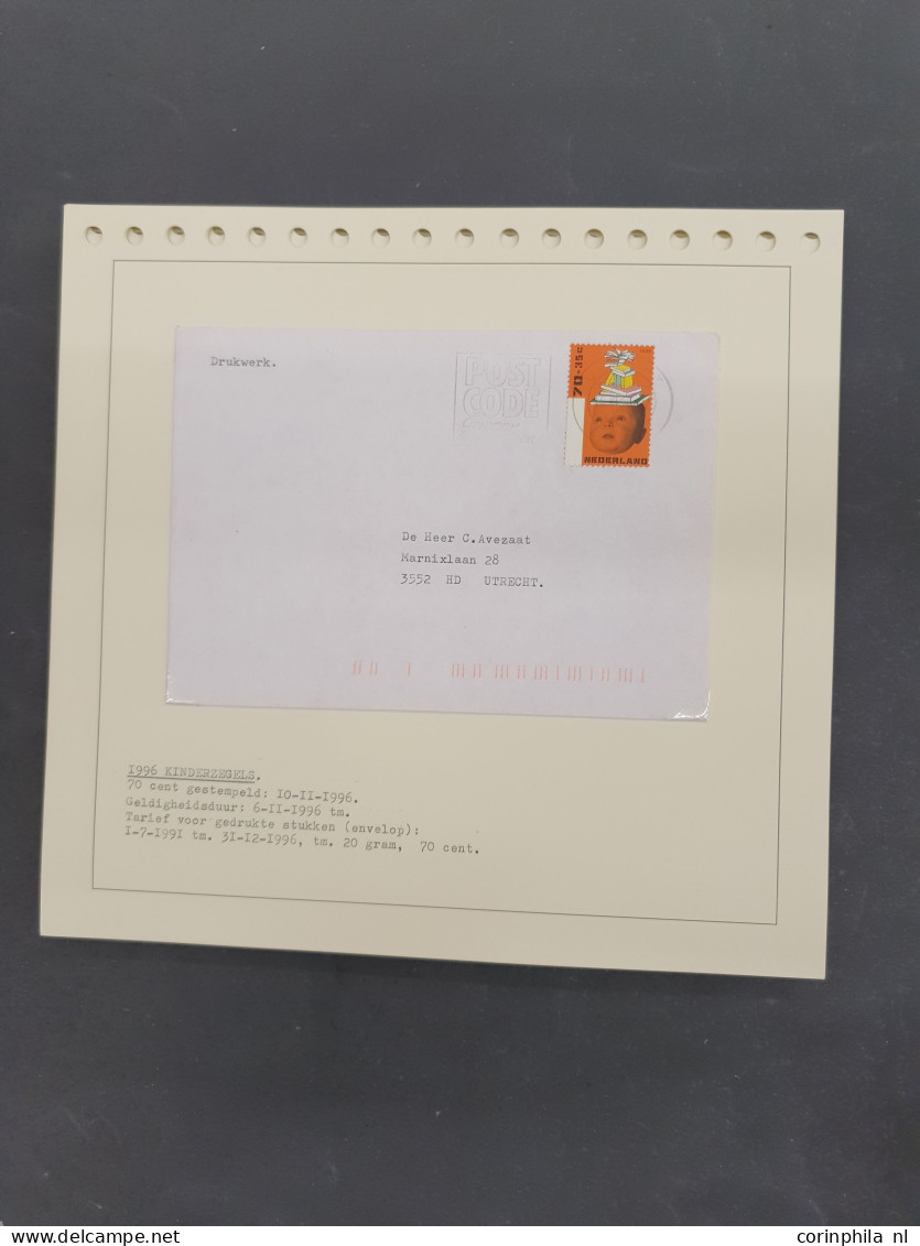 Cover 1960-2000ca. collectie enkelfrankeringen netjes opgezet op albumbladen in 2 bananendozen