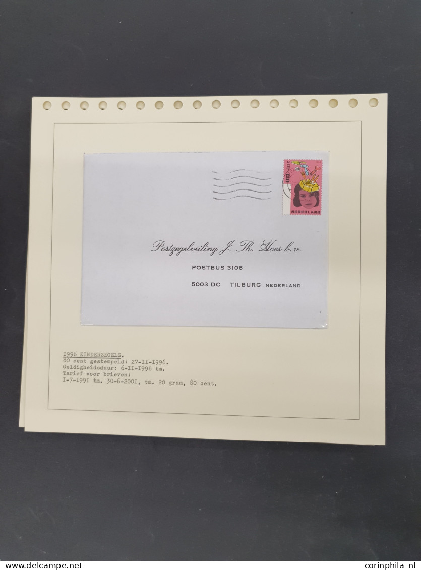 Cover 1960-2000ca. collectie enkelfrankeringen netjes opgezet op albumbladen in 2 bananendozen