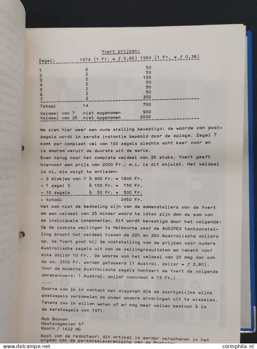 Mededelingenbladen van de studiegroep ZWP tussen 1968-2019 inclusief bijlagen zoals tarieven door P. Storm van Leeuwen e