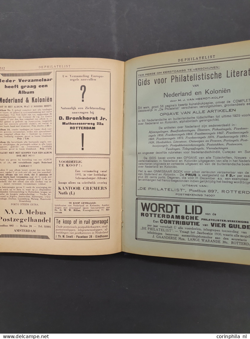 Nederlands Maandblad voor Philatelie vanaf 1921 niet-ingebonden en De Philatelist vanaf 1928 in delen ingebonden in verh