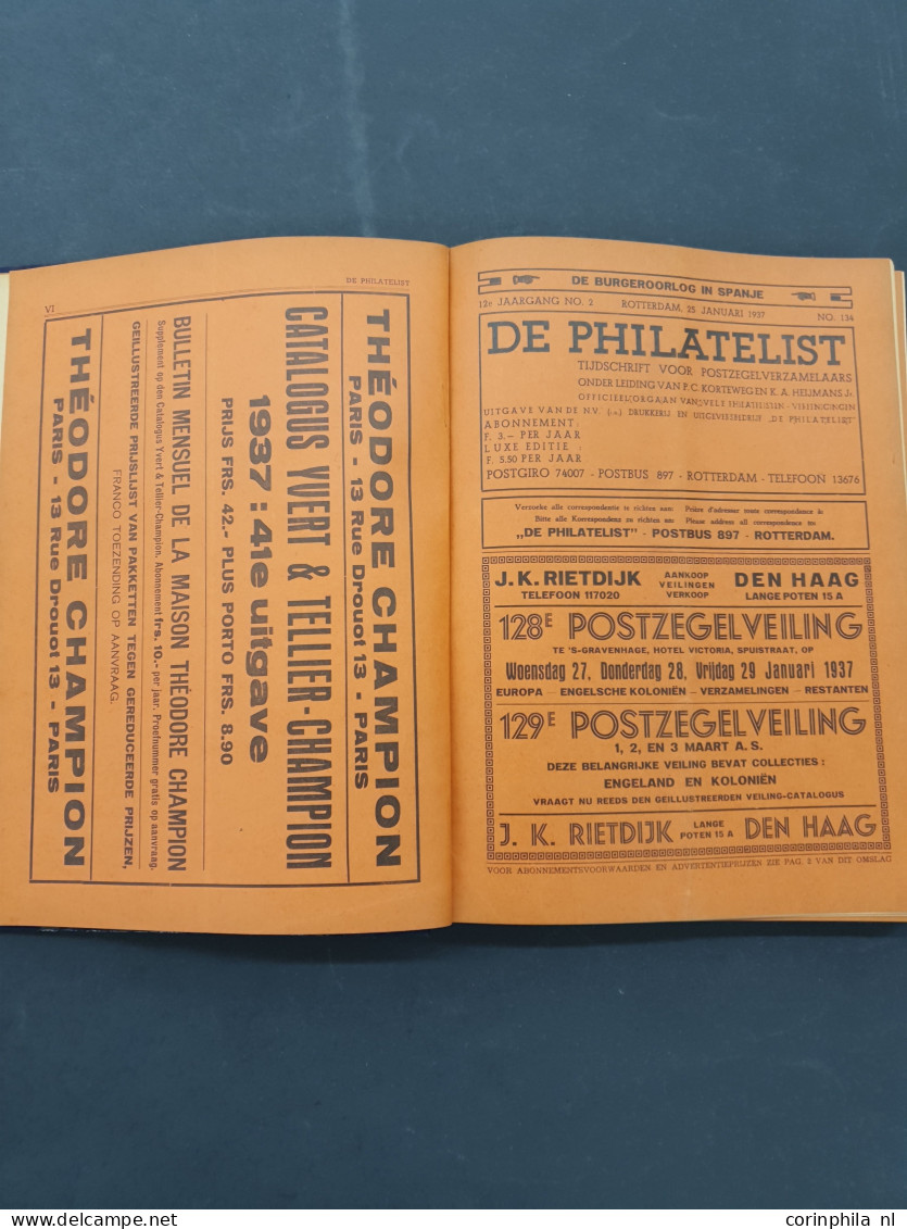 Nederlands Maandblad voor Philatelie vanaf 1921 niet-ingebonden en De Philatelist vanaf 1928 in delen ingebonden in verh