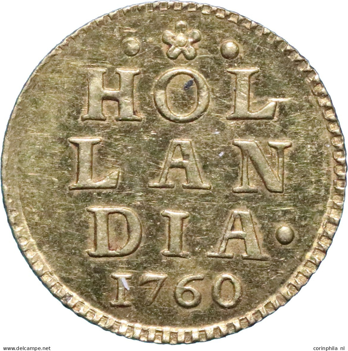 Holland Provincie, Bezemstuiver 1760 AFSLAG IN GOUD Op Het Gewicht Van 1/2 Dukaat (Delmonte 820 / Passon &amp; Van Der W - Altri & Non Classificati