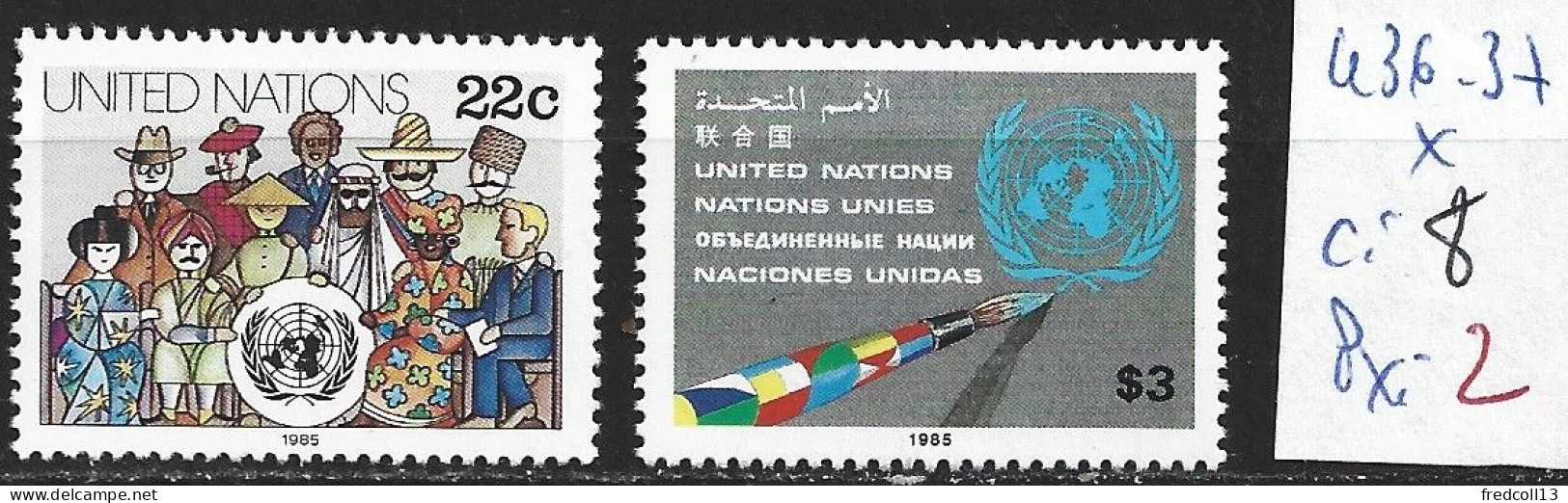 NATIONS UNIES OFFICE DE NEW-YORK 436-37 * Côte 8 € - Unused Stamps
