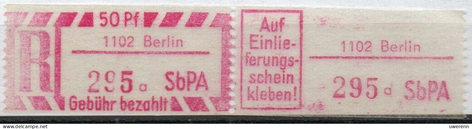 DDR Einschreibemarke Berlin SbPA Postfrisch, EM2B-1102aII Zh - R-Zettel