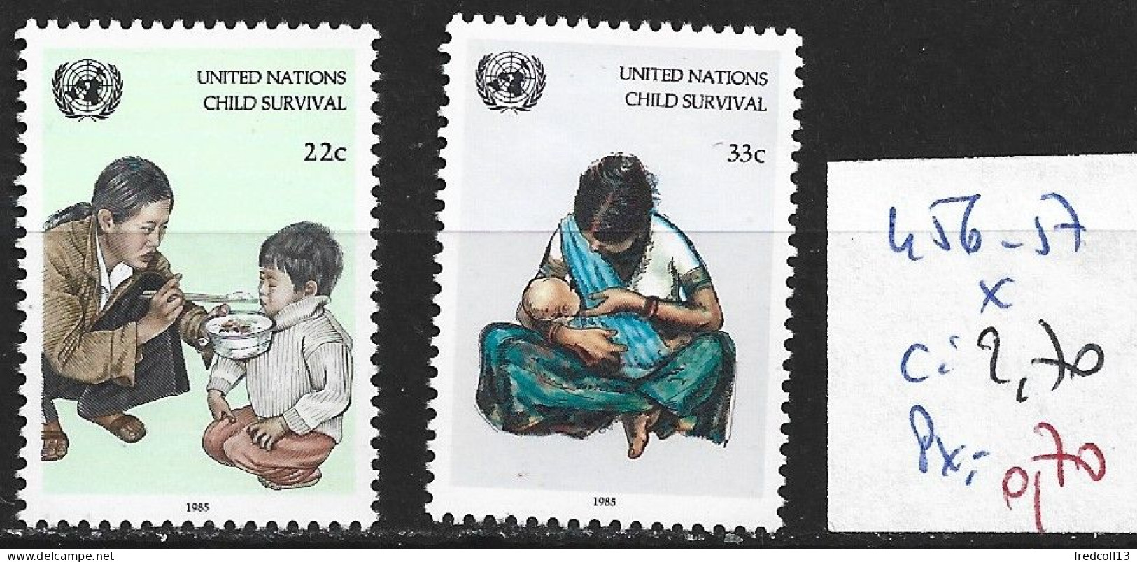 NATIONS UNIES OFFICE DE NEW-YORK 456-57 * Côte 2.70 € - Unused Stamps