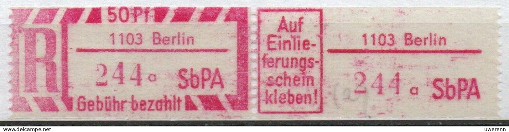 DDR Einschreibemarke Berlin SbPA Postfrisch, EM2B-1103aII Zh - R-Zettel