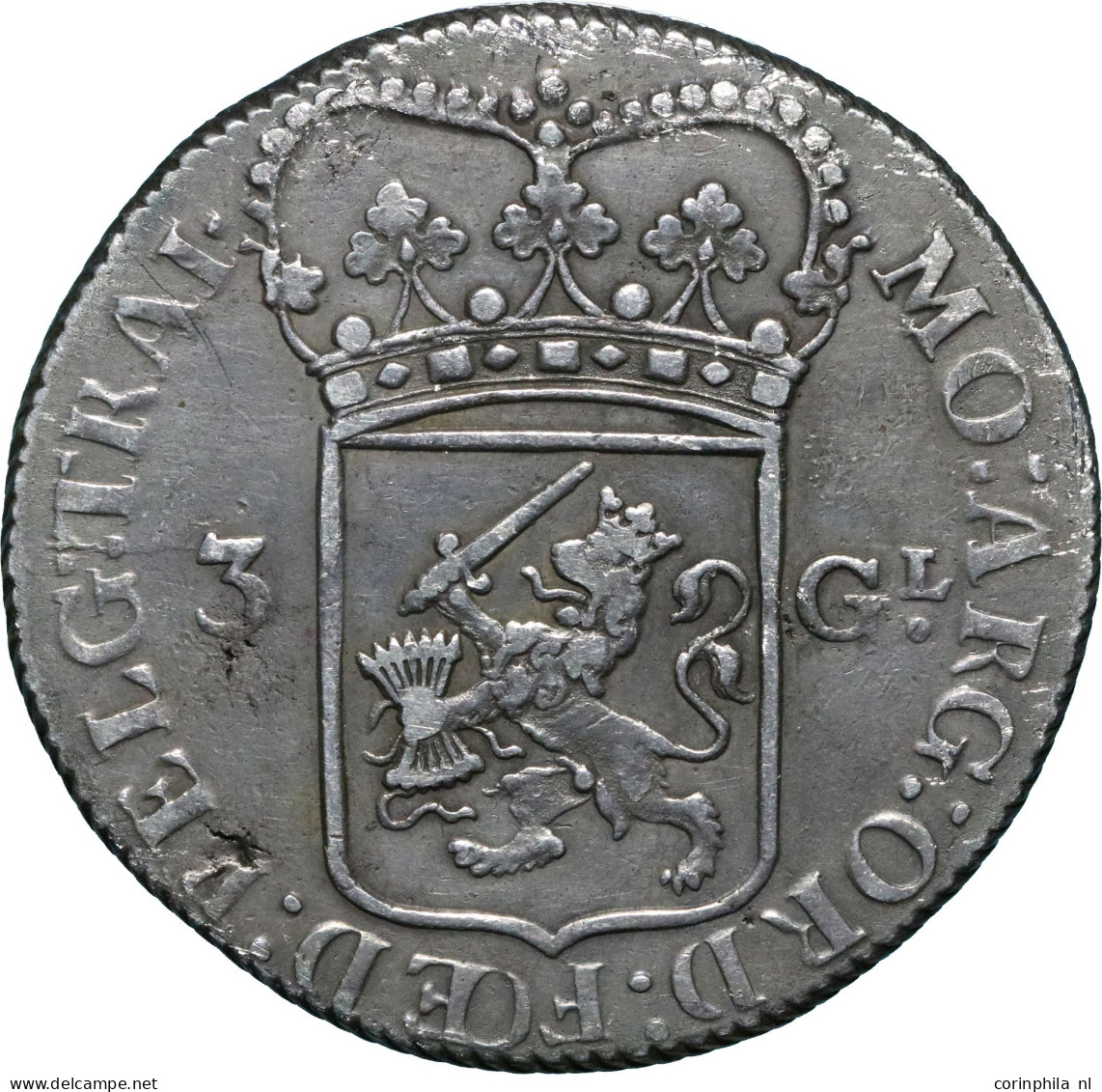 Bataafse Republiek (1795-1805), Utrecht, 3 Gulden 1795, 31,27gr. (Schulman 87) – ZFr / Patina - Otros & Sin Clasificación