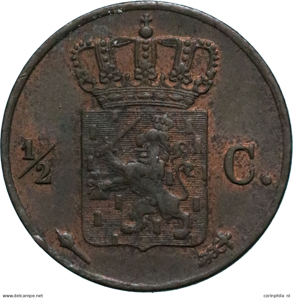 Willem I (1815-1840), 1/2 Cent 1823 U (Schulman 354) – Pr - Autres & Non Classés