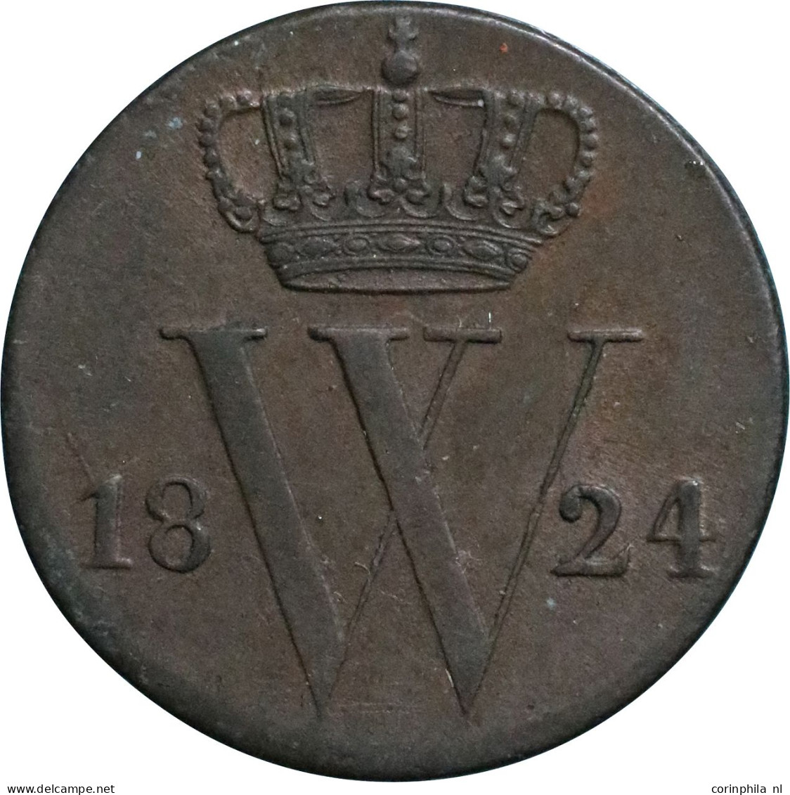 Willem I (1815-1840), 1/2 Cent 1824 (Schulman 355) – ZFr - Autres & Non Classés