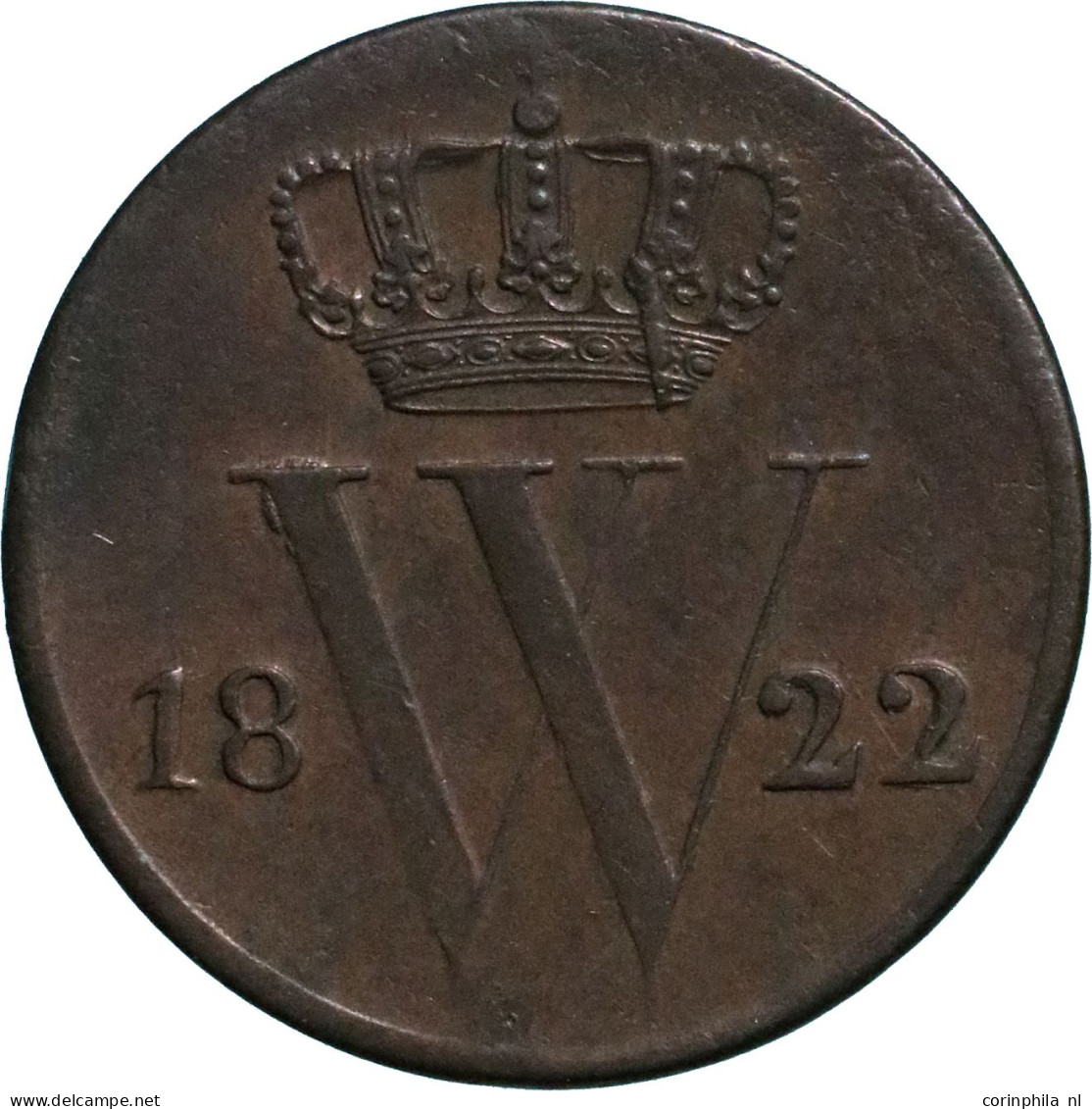 Willem I (1815-1840), 1/2 Cent 1822 B (Schulman 367) – Pr - Other & Unclassified