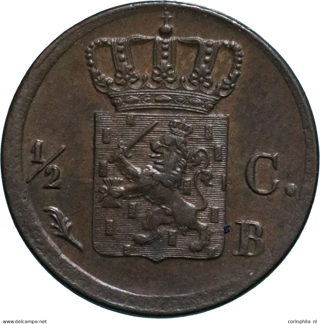 Willem I (1815-1840), 1/2 Cent 1822 B (Schulman 367) – Pr - Otros & Sin Clasificación