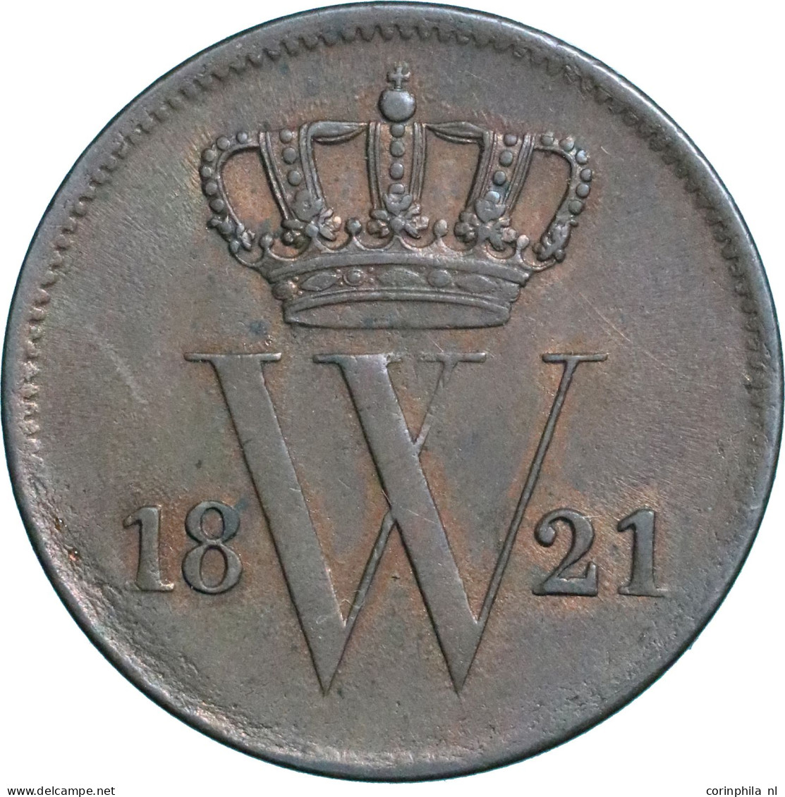 Willem I (1815-1840), 1 Cent 1821 U (Schulman 325) – UNC - Other & Unclassified