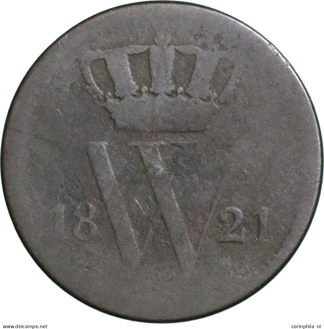 Willem I (1815-1840), 1 Cent 1821 B (Schulman 338) – Fr / Zeldzaam, Oplage 113.132 Stuks - Autres & Non Classés