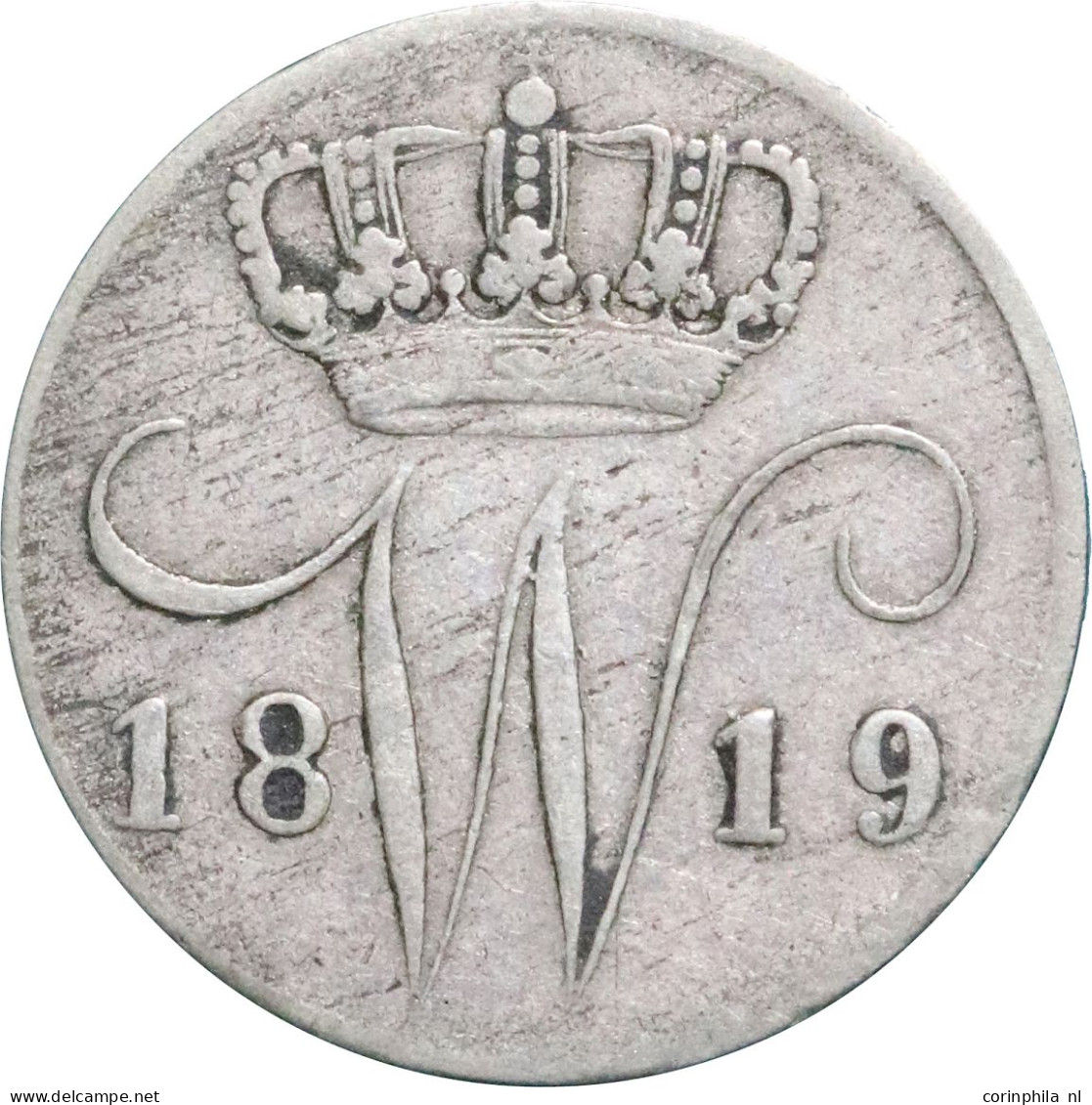 Willem I (1815-1840), 5 Cent 1819 U (Schulman 315) – Fr+ / Zeer Zeldzaam, Oplage 3000 Stuks - Other & Unclassified