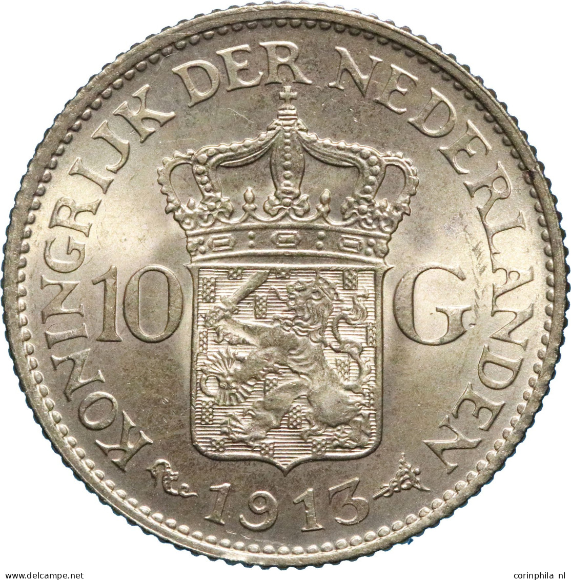 Wilhelmina (1890-1948), 10 Gulden 1913, Goud (Schulman 747) – Pr/UNC - Other & Unclassified