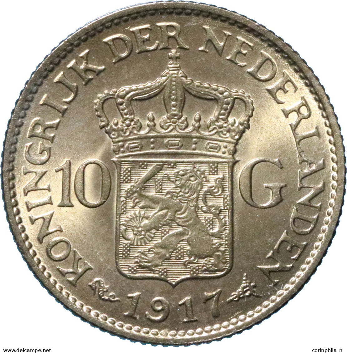 Wilhelmina (1890-1948), 10 Gulden 1917, Goud (Schulman 748) – Pr - Otros & Sin Clasificación