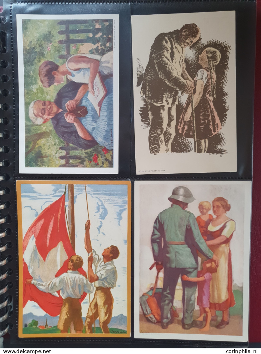 Cover 1910-1940c. collection Bundesfeier postcards (approx. 70 items) and some propaganda/advertisement cards from Nethe