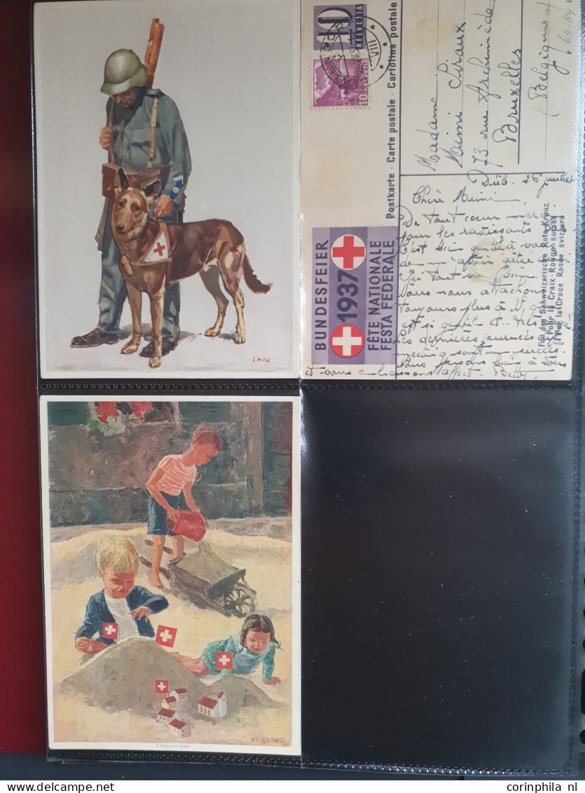 Cover 1910-1940c. collection Bundesfeier postcards (approx. 70 items) and some propaganda/advertisement cards from Nethe