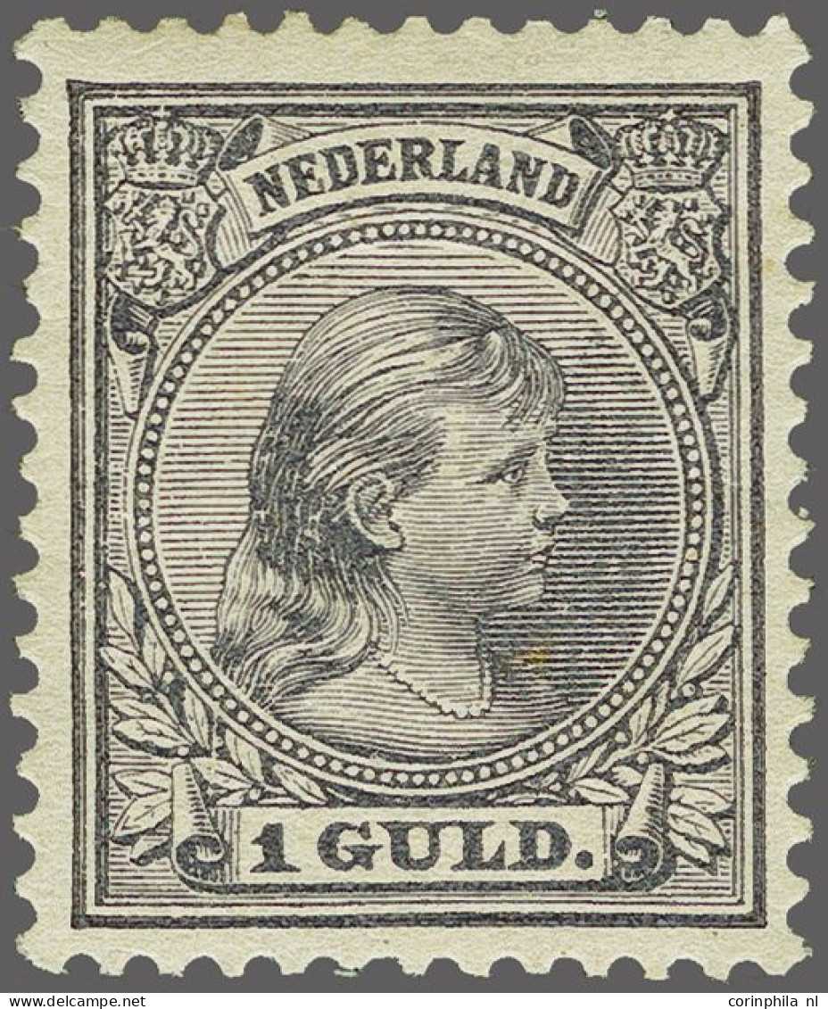 Mounted Mint 1 Gulden Grijsviolet, Pracht Ex. Met Gom En Certificaat Moeijes 1989, Cat.w. 1100 - Unclassified