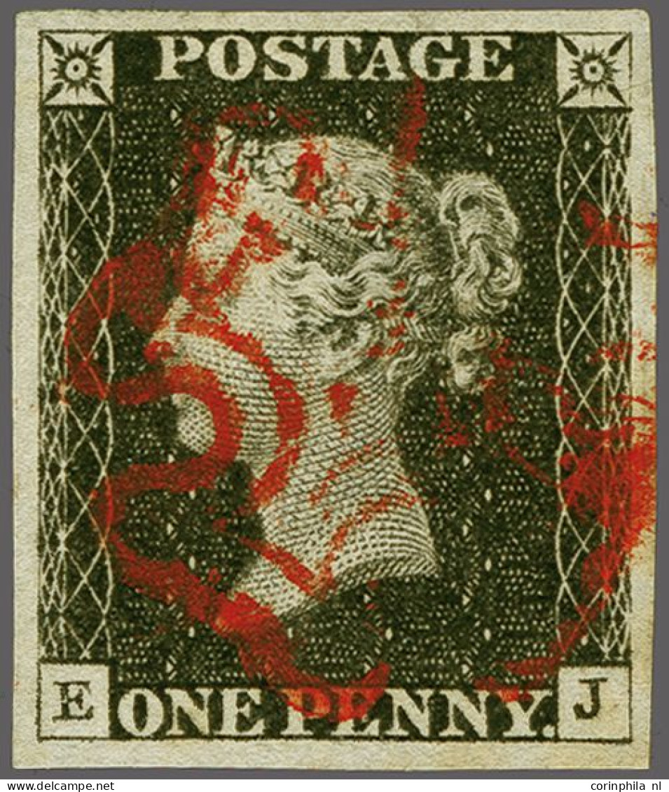 1840 1d. Plate 3 EJ Large Margins With A Good Strike Of The Maltese Cross In Red, Cat. £ 500+ - Oblitérés