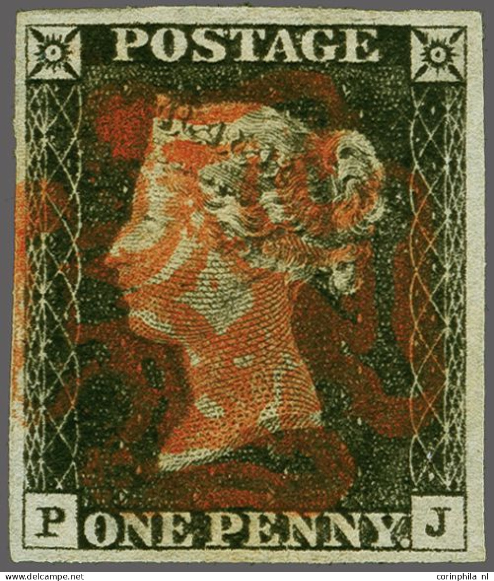 1840 1d. Plate 3 PJ (P With Small Loop) Good Margins With A Strike Of The Maltese Cross In Red, Cat. £ 575 - Usados