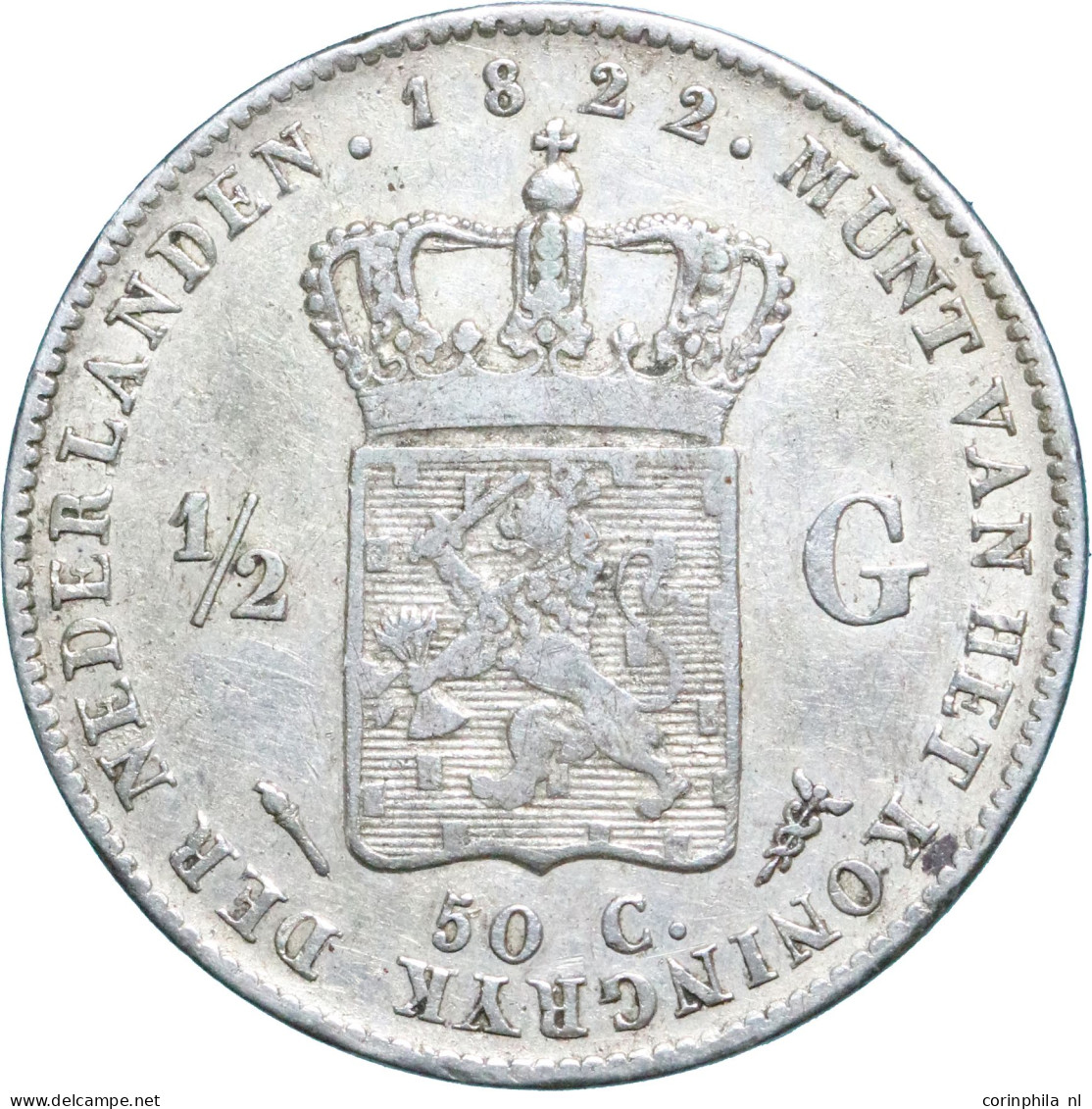 Willem I (1815-1840), 1/2 Gulden 1822 U (Schulman 281) – ZFr / Met Michaut - Autres & Non Classés