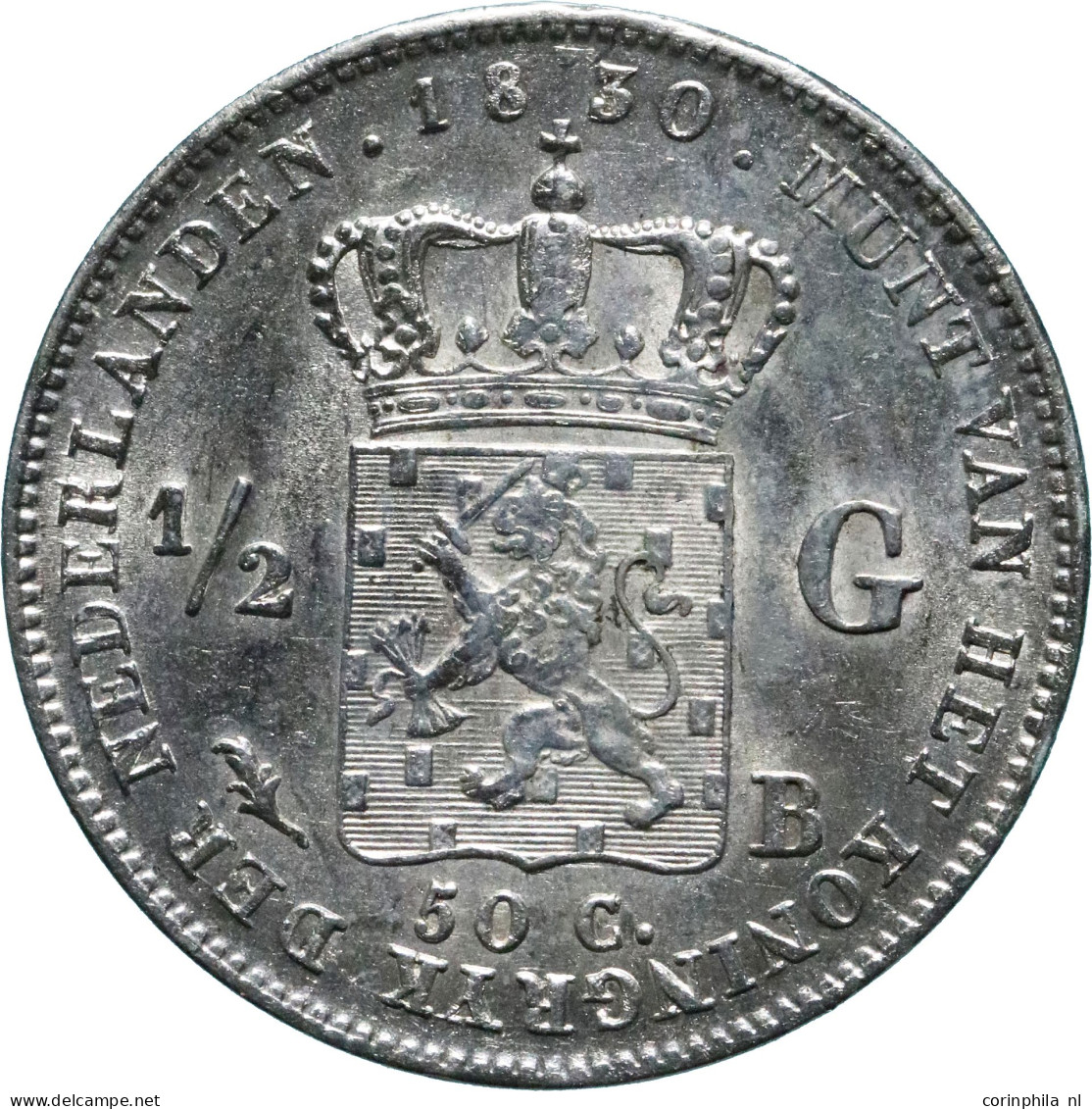 Willem I (1815-1840), 1/2 Gulden 1830 B (Schulman 283) - Pr - Other & Unclassified