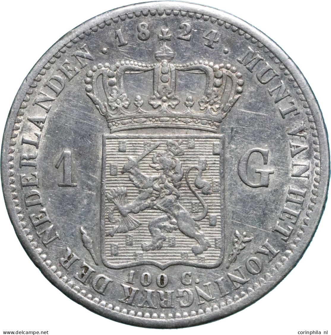 Willem I (1815-1840), 1 Gulden 1824 U (Schulman 264) – ZFr+ / Licht Opgewreven - Altri & Non Classificati