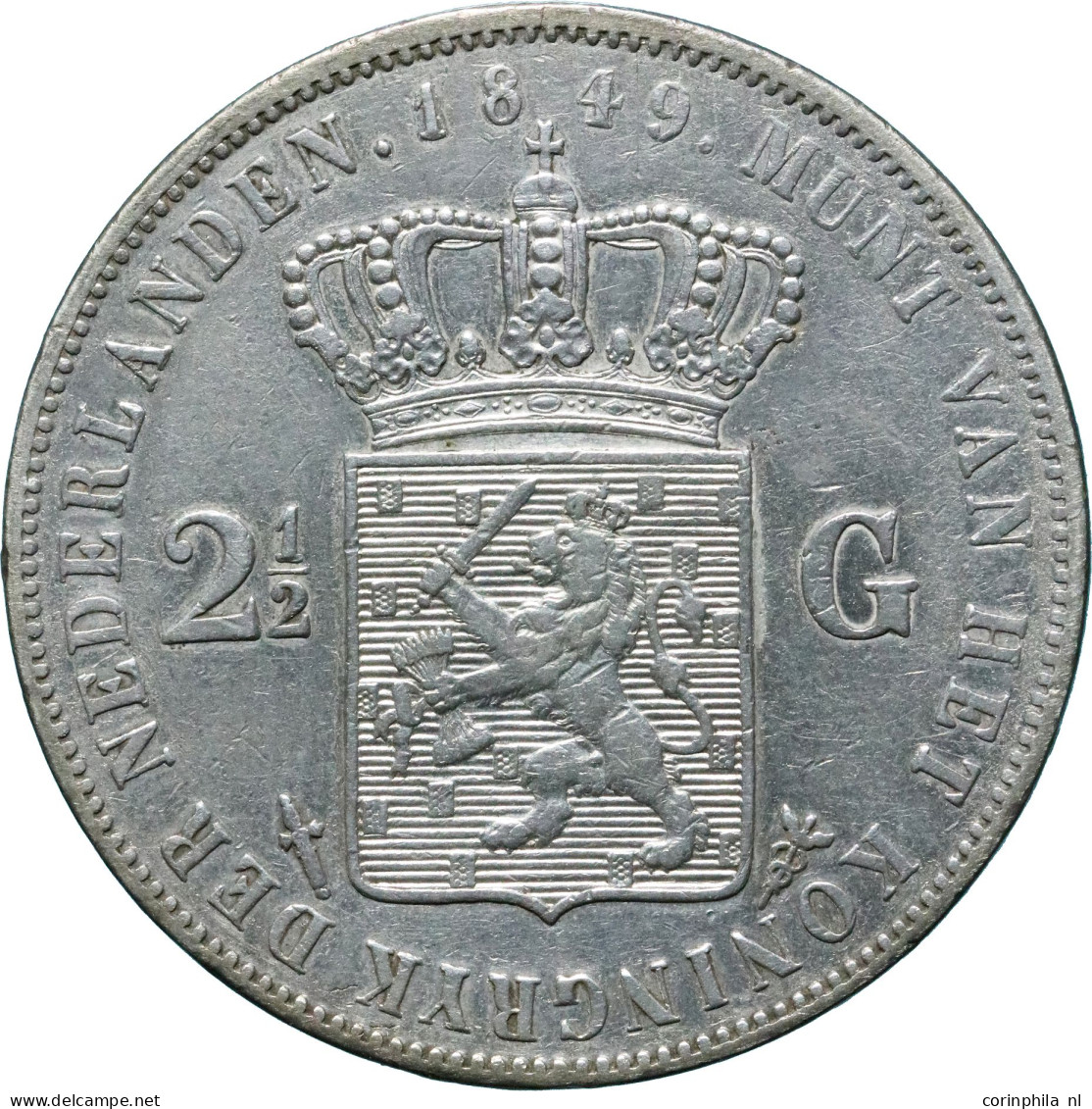 Willem III (1849-1890), 2 1/2 Gulden 1849 (Schulman 575) – ZFr - Other & Unclassified