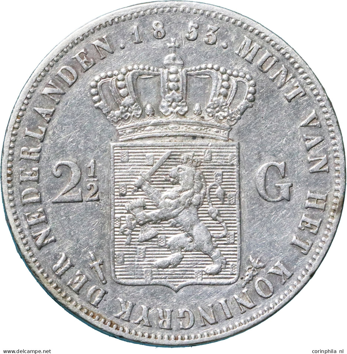 Willem III (1849-1890), 2 1/2 Gulden 1853 (Schulman 579) – ZFr- - Andere & Zonder Classificatie