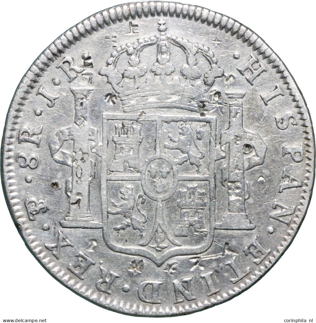 Bolivia, Carlos III (1759-1788), 8 Reales 1773 JR, 26.73gr. (KM 55), 26,71 Gr. – VF / With Asian Chopmarks - Bolivie