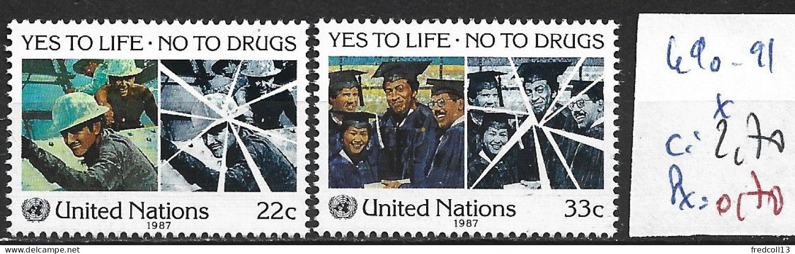 NATIONS UNIES OFFICE DE NEW-YORK 490-91 * Côte 2.70 € - Unused Stamps