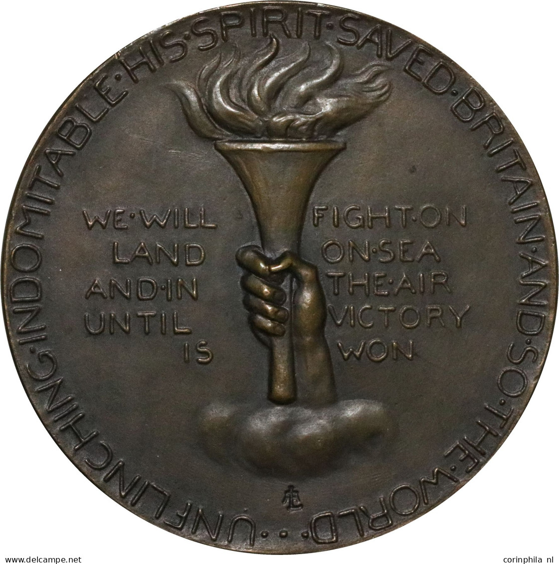 Great Britain, Cast Bronze Medal 1945, (A. Löwenthal Lincoln) Allied Victory In World War II, 130,89 G. 63mm (Brown 4409 - Autres & Non Classés