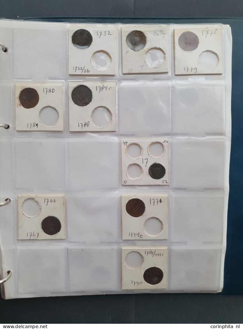 waarbij leeuwendaalders, schelling, dubbele wapenstuivers, etc. van verschillende provincies en VOC-duiten in album