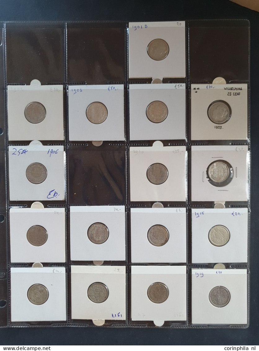 collectie Wilhelmina met 1/2 Centen, Centen, Stuivers, Dubbeltjes Kwartjes, 1/2 Gulden, Guldens en Rijksdaalders in dive