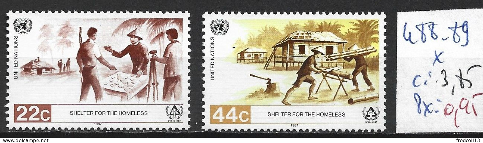 NATIONS UNIES OFFICE DE NEW-YORK 488-89 * Côte 3.85 € - Unused Stamps