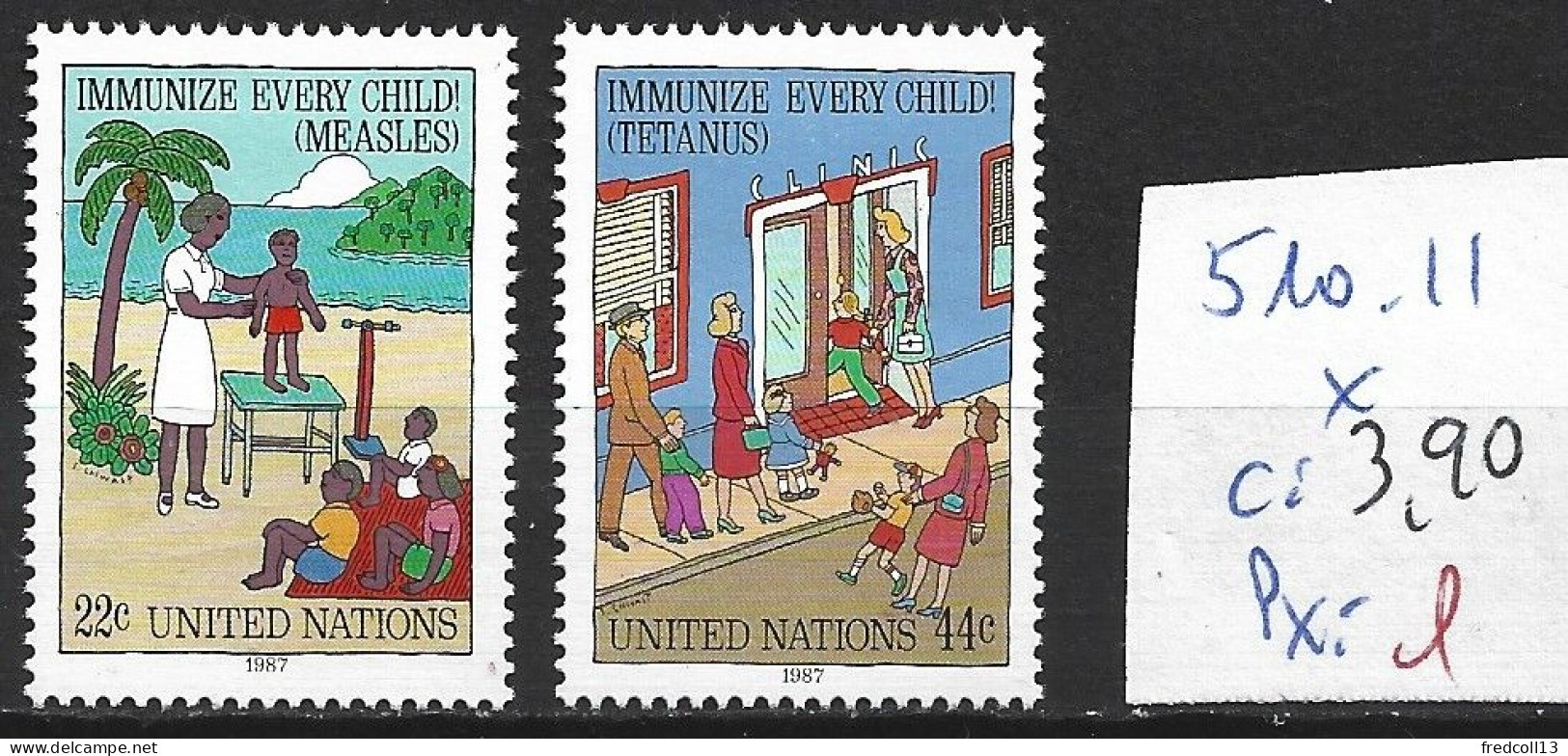 NATIONS UNIES OFFICE DE NEW-YORK 510-11 * Côte 3.90 € - Neufs