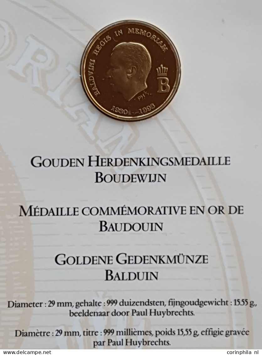 België Herdenkingsmedaille Boudewijn 1930-1993 – Goud 15.55gr. 0.999 – Proof In Mapje In Envelop - Otros & Sin Clasificación