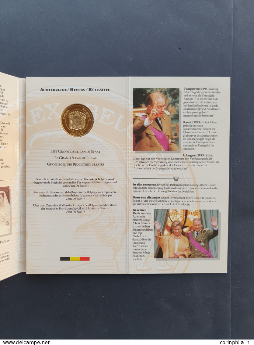 België Herdenkingsmedaille Albert II 1993 – Goud 15.55gr. 0.999 – Proof In Mapje In Envelop - Sonstige & Ohne Zuordnung