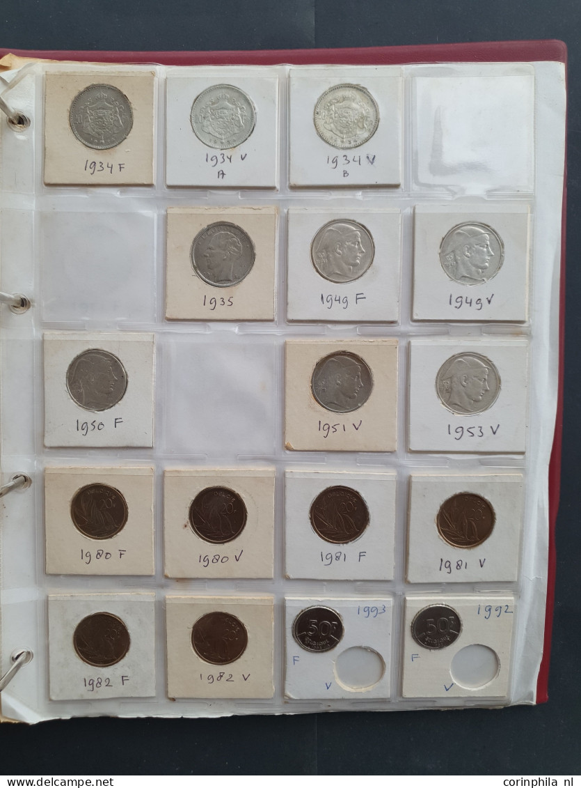 collectie België 1800-2000, met wat oudere met zilver waarbij Antwerpen 5 Cent 1814, incusum 2 Cent en 5 Franken in albu