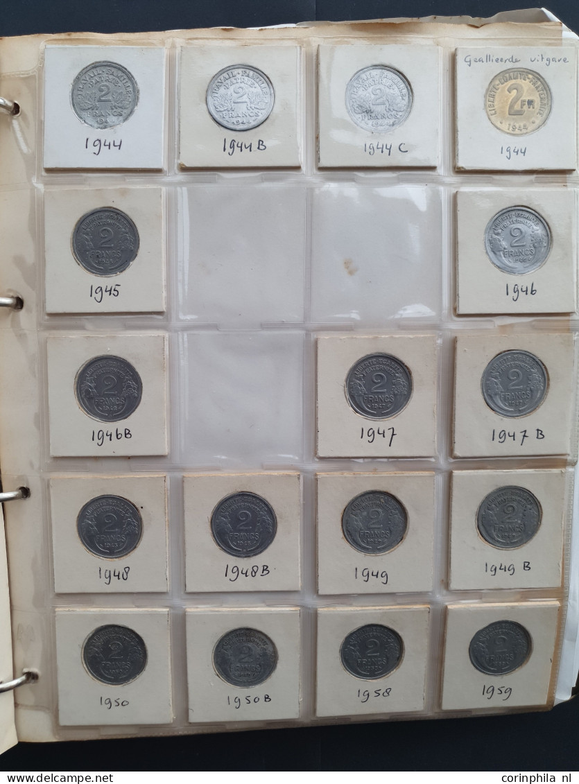 France collection ca. 1600-2001 among which 2 Francs 1944 brass and silver 5, 10 and 50 Francs in two albums