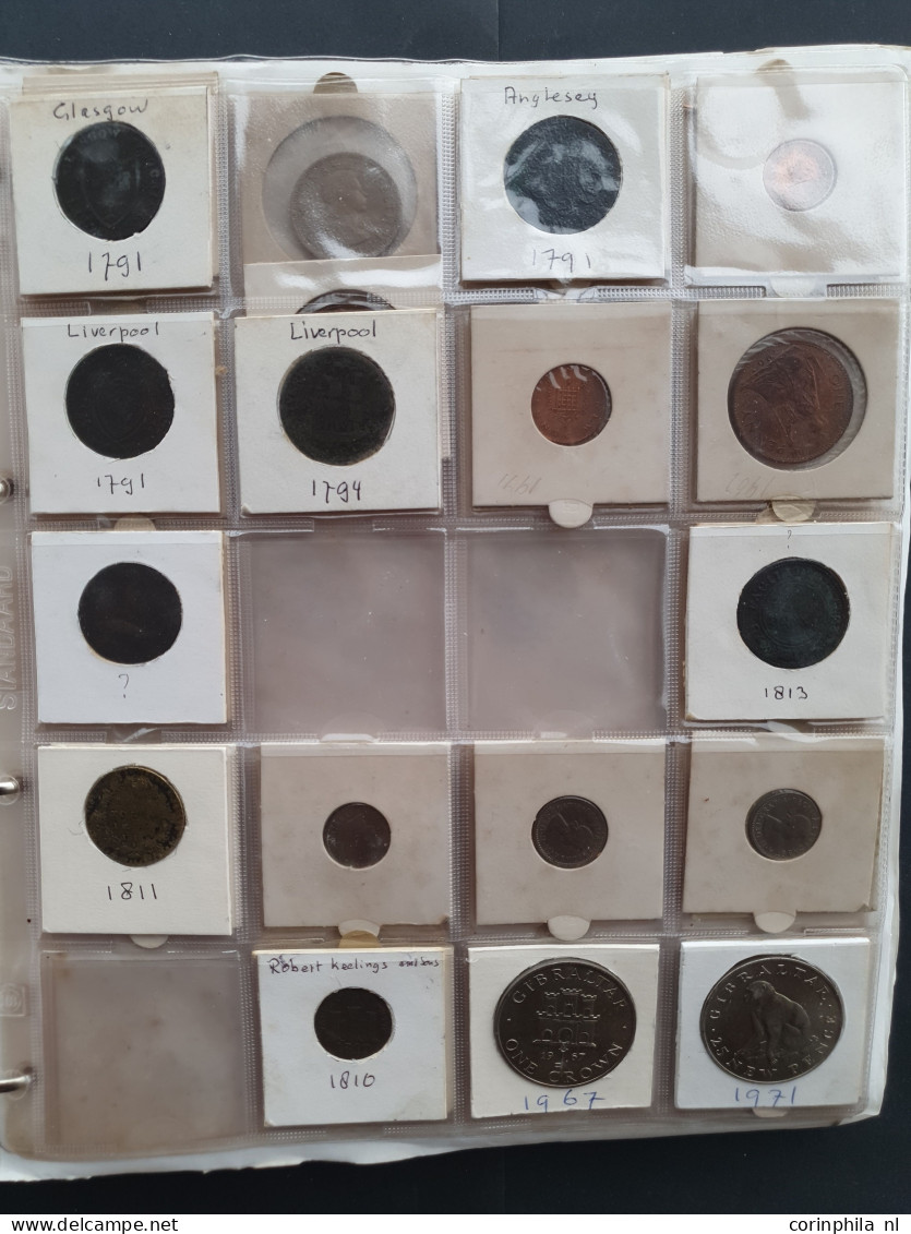 collection Great Britain, Guernsey, Jersey, Ireland 1700-2000, some older with silver among which Sixpence 1562, Florin 