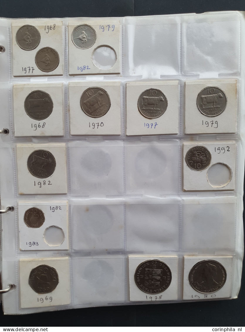 collection Great Britain, Guernsey, Jersey, Ireland 1700-2000, some older with silver among which Sixpence 1562, Florin 